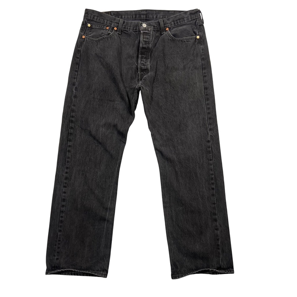 Levi's Mens 40x32 Black 501 Original Fit Straight Leg Button Fly Denim Jeans